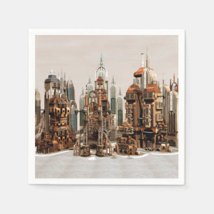Guardanapo De Papel Cidade de Fantasia Futurista Arte de Horizonte de 