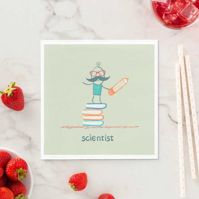Guardanapo De Papel Cientista em Pé Sobre Livros (Criador carregado)