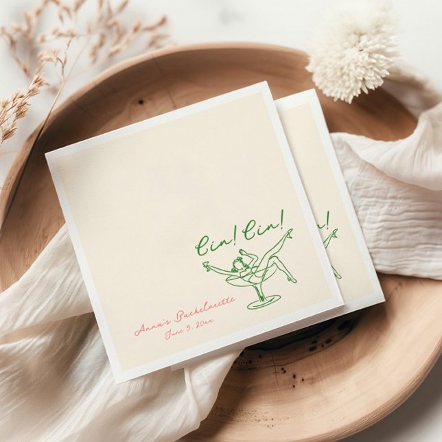 Guardanapo De Papel Cin Cin Verde Rosa Despedida de Solteira (Criador carregado)
