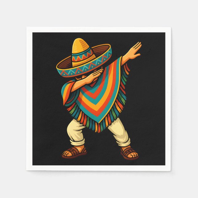 Guardanapo De Papel Cinco de Mayo Dabbing mexicano Poncho (Frente)
