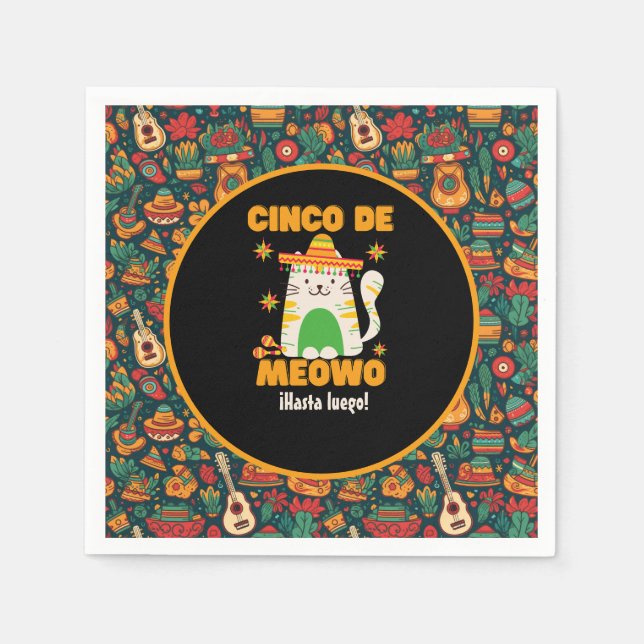 Guardanapo De Papel Cinco De Mayo - Gato Bonito (Frente)