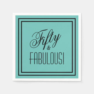 Guardanapo De Papel Cinquenta E FABULOSA! Aniversário Teal & Black Bor