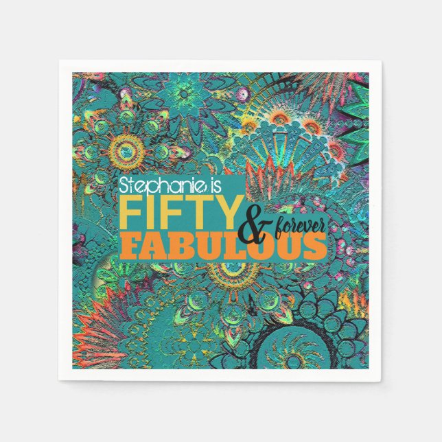 Guardanapo De Papel Cinquenta e fabulosa Boêmia Azul Colorida (Frente)