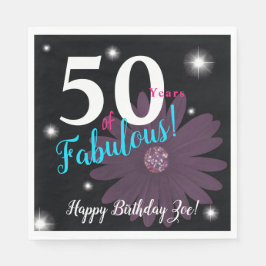 Guardanapo De Papel Cinquenta e fabulosa, margarida roxa elegante e es
