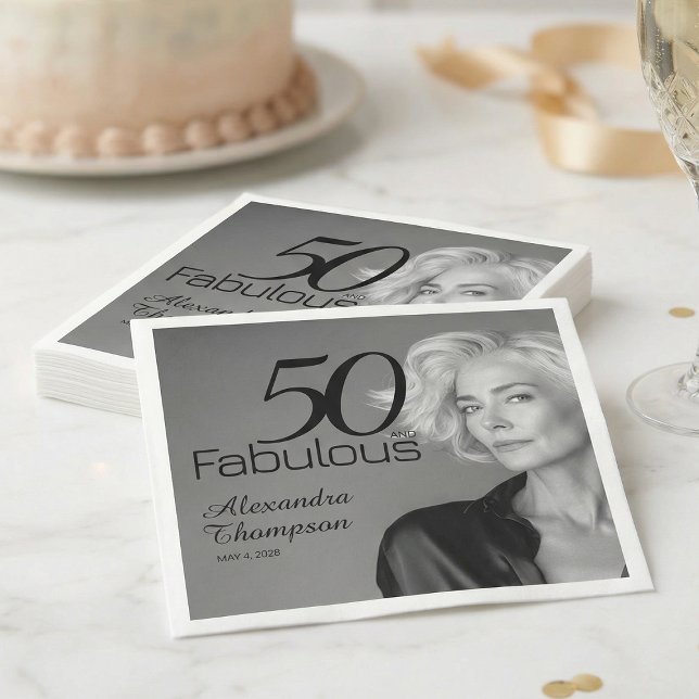 Guardanapo De Papel Cinquenta e Fabuloso Nome Data 50º Festa de Foto (Criador carregado)