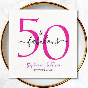 Guardanapo De Papel Cinquenta e Fabuloso Nome Data Festa de Aniversári