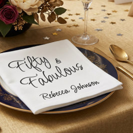 Guardanapo De Papel Cinquenta e Fabuloso Script Preto Aniversário de 5