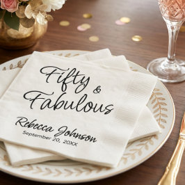 Guardanapo De Papel Cinquenta e Fabuloso Script Preto Aniversário de 5