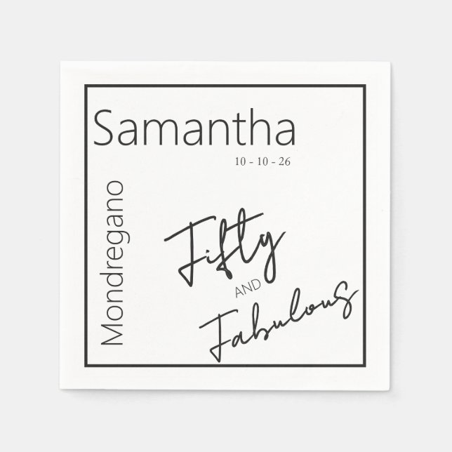 Guardanapo De Papel Cinquenta e Fantástico Preto Branco 50º Aniversári (Frente)