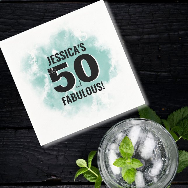 Guardanapo De Papel Cinquenta Fabulosos 50 Anos de Idade (Watercolor Fifty Fabulous 50th Birthday Napkins)