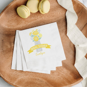 Guardanapo De Papel Cinza Amarelo Vintage Chá de panela Floral Mason
