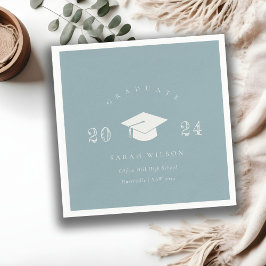 Guardanapo De Papel Cinza Azul Dusky Elegante - Graduação Simples Míni