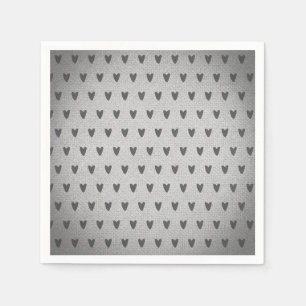 Guardanapo De Papel Cinza Burlap Whimsical Hearts Rustic Farmhouse