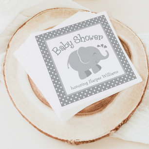 Guardanapo De Papel Cinza de Elefante Moderno e Branco