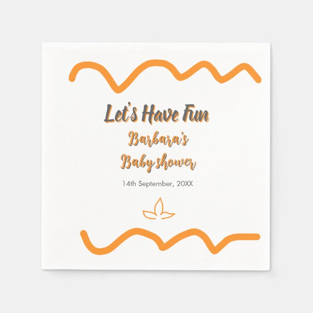 Guardanapo De Papel Cinza-de-laranja retro-espanhol chá de fraldas boh (Frente)