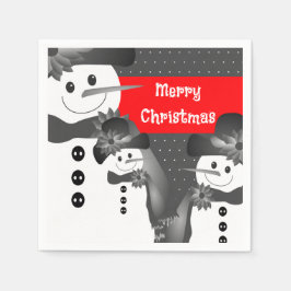 Guardanapo De Papel Cinza E Branco Com Coquetel De Neve Vermelha