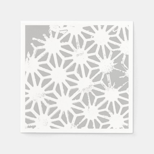 Guardanapo De Papel Cinza e padrão geométrico branco (Frente)