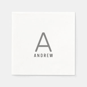 Guardanapo De Papel Cinza Negra Nome Personalizado Monograma Inicial