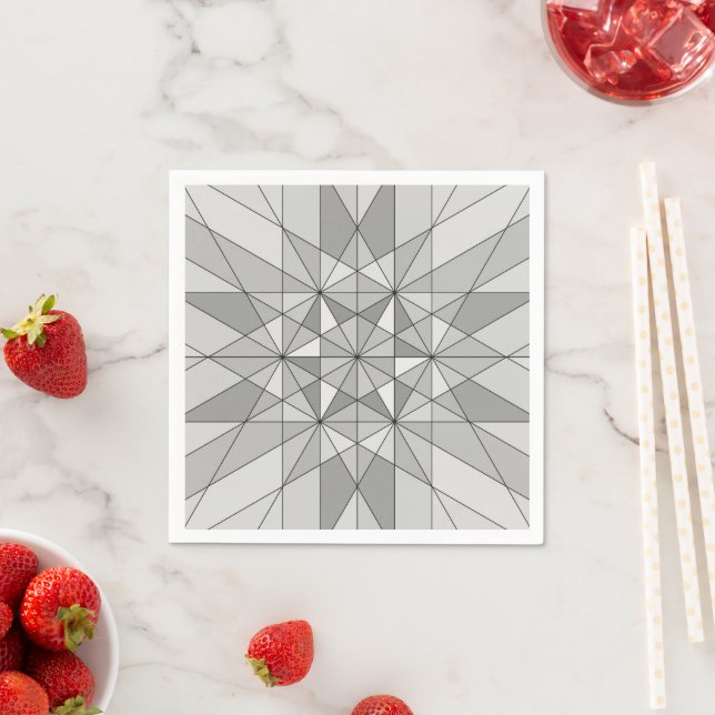 Guardanapo De Papel Cinza preto branco Padrão triangular mosaico retrô (Insitu)