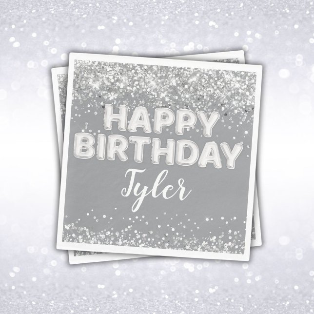 Guardanapo De Papel Cinza Silver Festa de aniversário (Criador carregado)