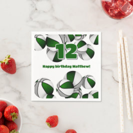 Guardanapo De Papel cinza verde esferas meninas festas de esporte meni