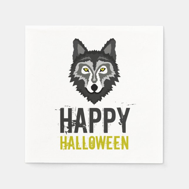 Guardanapo De Papel Cinza Wolf, Feliz Halloween (Frente)
