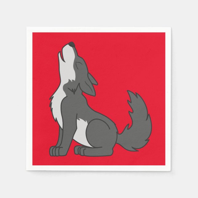 Guardanapo De Papel Cinza Wolf Pup Howling (Frente)
