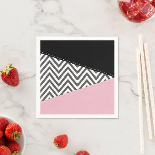 Guardanapo De Papel Cinza Zigzag, Cinza Chevron, Zigzag Patterno, Rosa