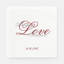 Guardanapo De Papel Cinzas Brancas Vermelhas Adoram Sempre Casamento