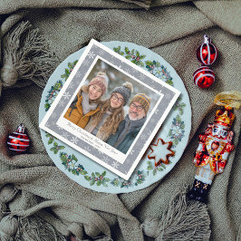 Guardanapo De Papel Cinzas e flocos de neve brancos, de colheita e mod