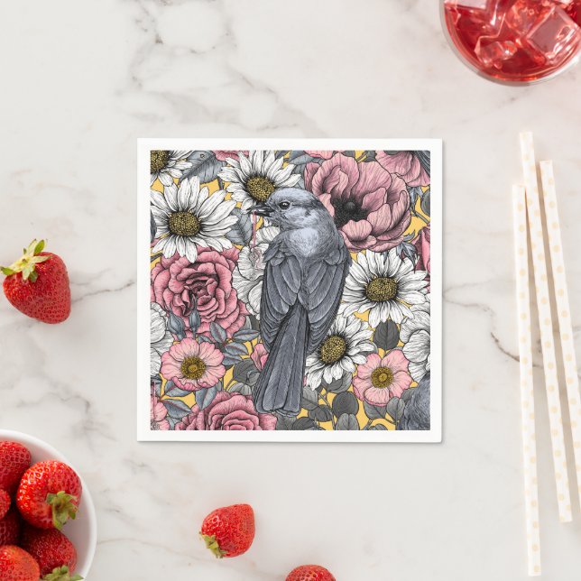 Guardanapo De Papel Cinzas e flores (Insitu)