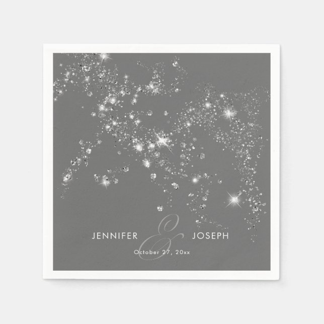 Guardanapo De Papel Cinzas Mínimas Modernas e Ouros de Glama Branco (Frente)