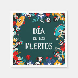 Guardanapo De Papel Círculo Colorido Verde do los Muertos da Vida