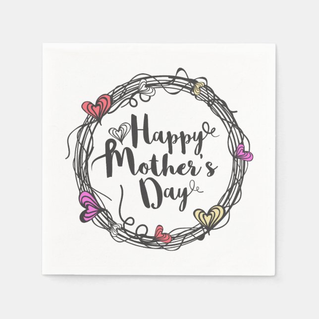 Guardanapo De Papel Círculo com Dia de as mães Feliz | Nápoles (Frente)