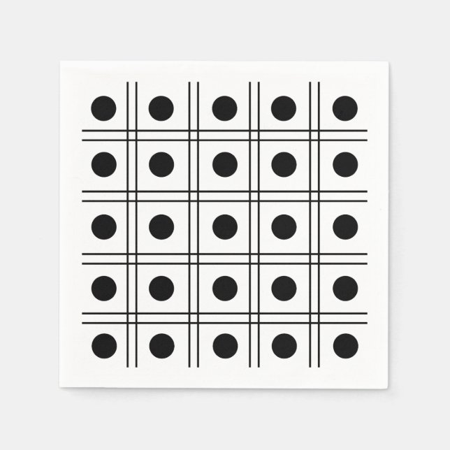 Guardanapo De Papel Círculo de Bolinhas com Xadrez Preto e Branco  (Frente)