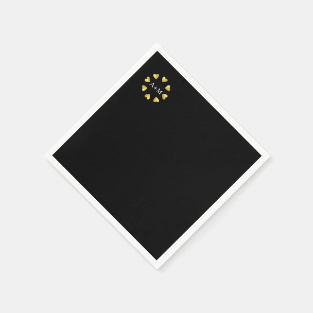 Guardanapo De Papel círculo de corações com Iniciais, amor Casamento (Canto)