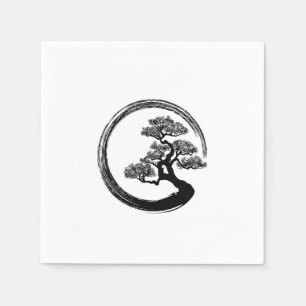 Guardanapo De Papel Círculo do zen de Enso e árvore dos bonsais
