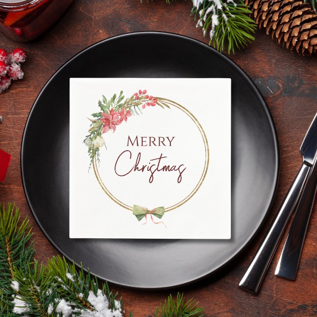 Guardanapo De Papel Círculo Elegante de Ouro Verde com Arcos (Criador carregado)