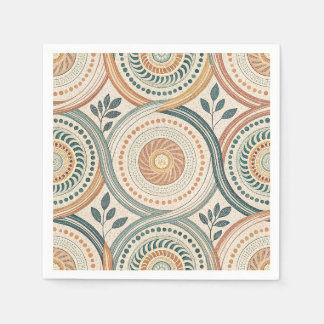 Guardanapo De Papel Círculo Espiritual Boho Mandala e Arte de Folha Bo