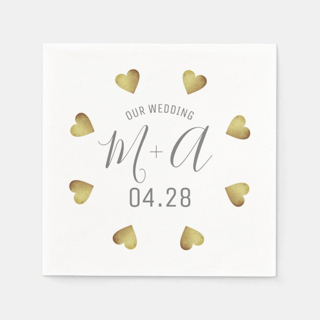 Guardanapo De Papel Círculo Romântico de Corações Casamento de Amor (Frente)