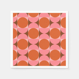 Guardanapo De Papel Círculos abstratos rosa e laranja de meados do séc