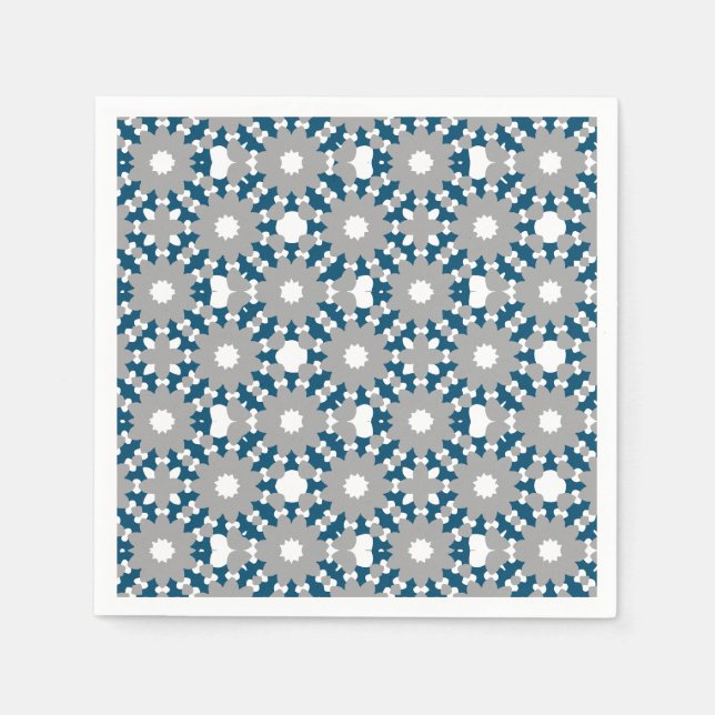 Guardanapo De Papel Círculos Conectados Cinza Branco Azul Oceano Padrã (Frente)