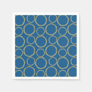 Guardanapo De Papel Círculos Dourados & na moda moderno azul brilhant