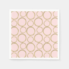 Guardanapo De Papel Círculos Dourados & Rosa Corado Moderno Chique Ten