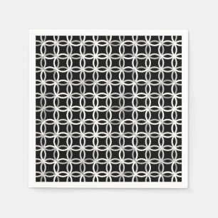 Guardanapo De Papel Círculos, preto, branco e cinza modernos do meio