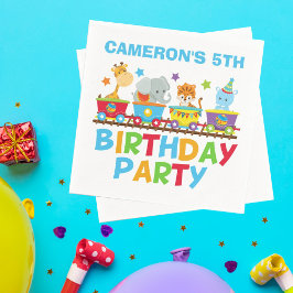 Guardanapo De Papel Circus Animal Train Cute Kids Name Festa de aniver