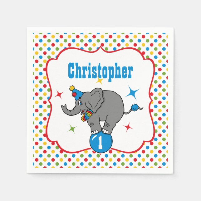 Guardanapo De Papel Circus Elephant Birthday (Frente)