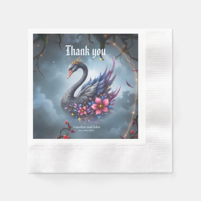 Guardanapo De Papel Cisne Lua Coroada – Guardião do Lago Silencioso. (Frente)