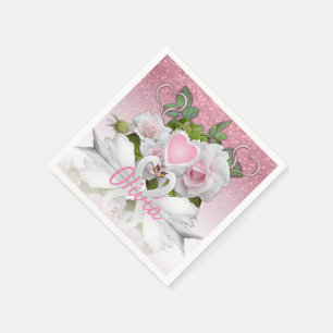 Guardanapo De Papel Cisnes brancas bonitas - personalize