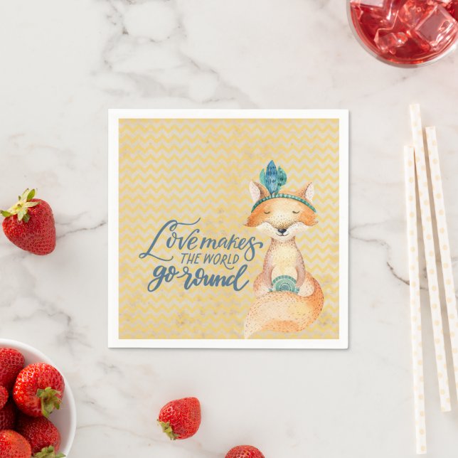 Guardanapo De Papel Citação de Amor Boho Fox (Insitu)